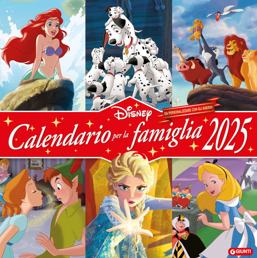 Calendario per la famiglia 2025. Disney. Con adesivi