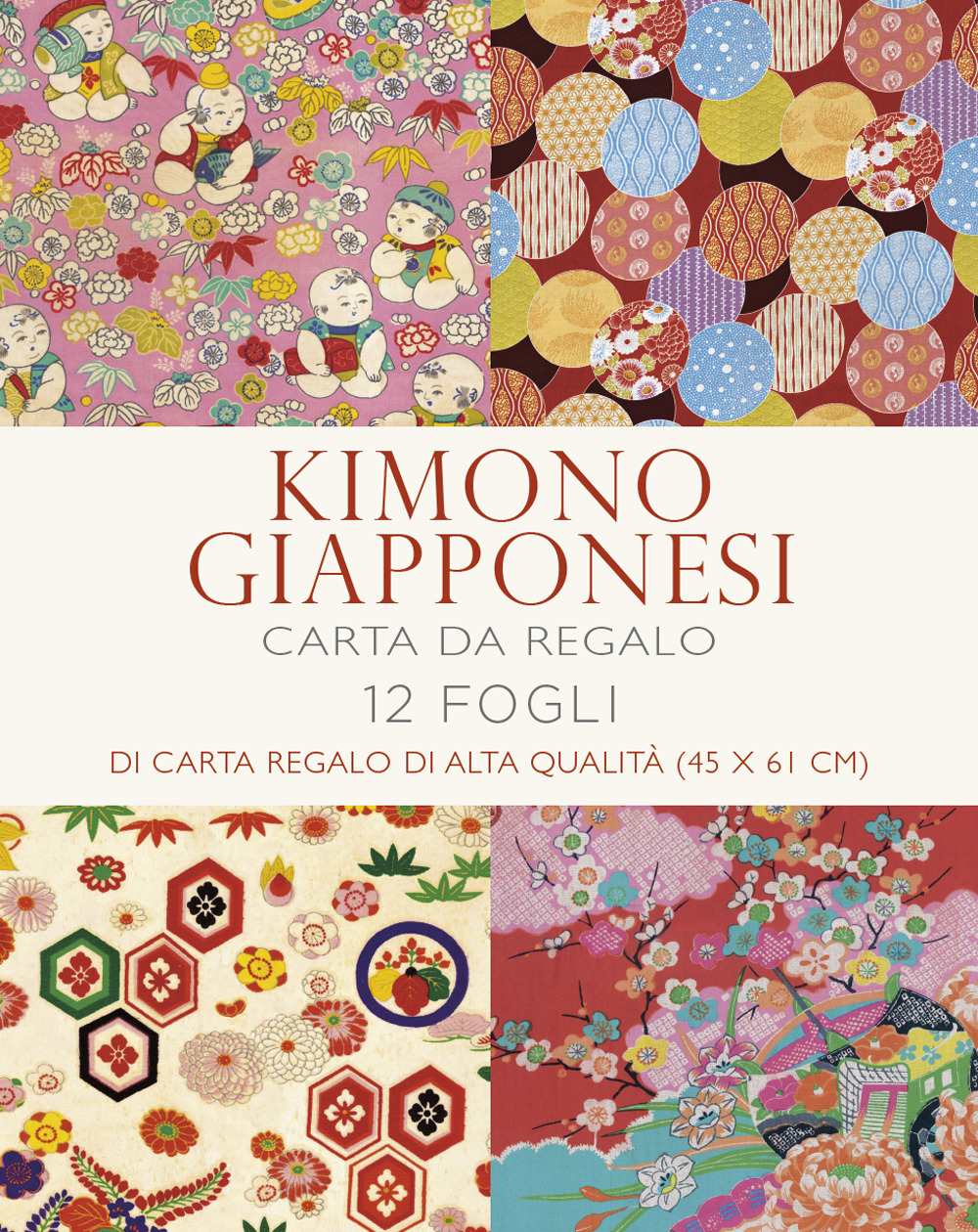 Kimono giapponesi. 12 fogli di carta regalo di alta qualità