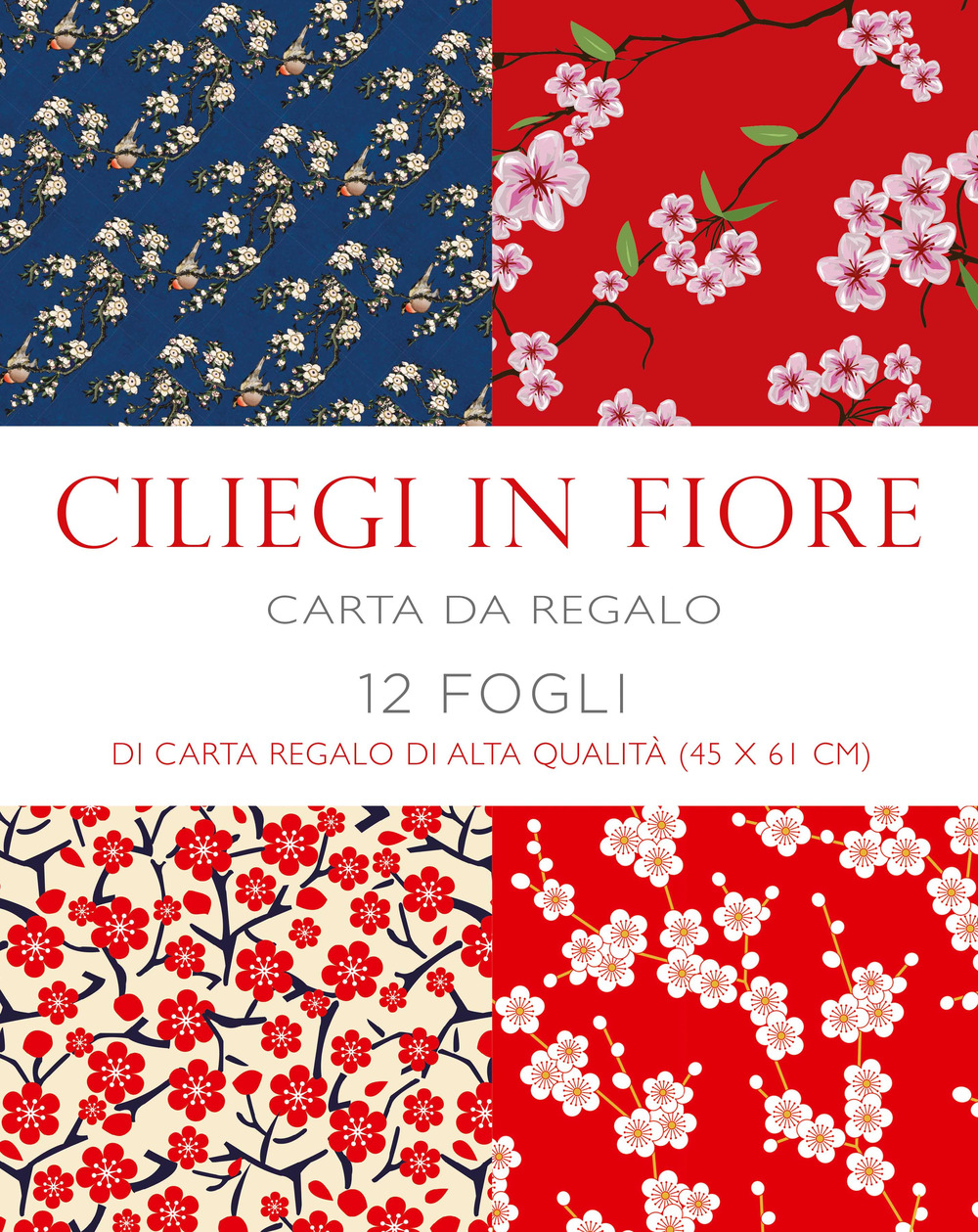 Ciliegi in fiore. 12 fogli di carta regalo di alta qualità (45x61 cm)