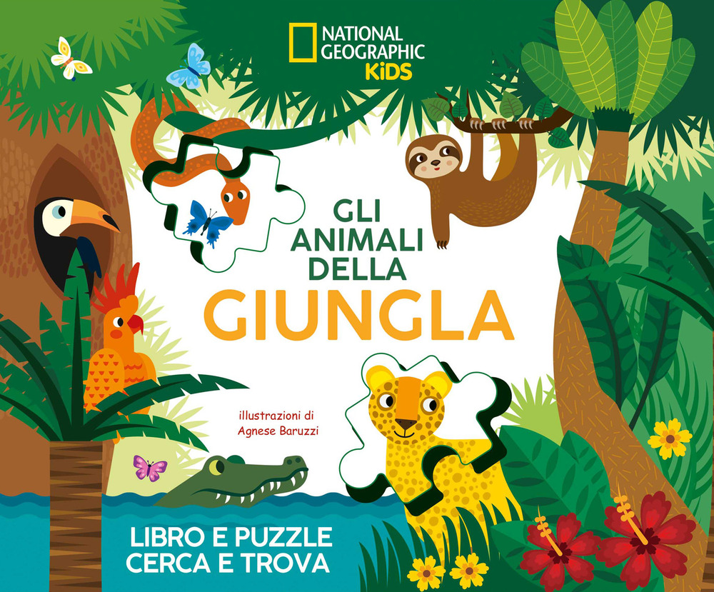 Gli animali della giungla. Libro e puzzle cerca e trova