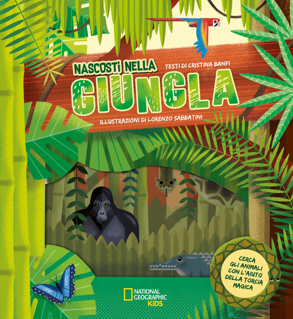Nascosti nella giungla. Cerca gli animali con l'aiuto della torcia magica