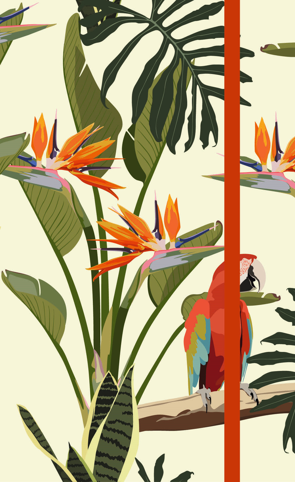 Paesaggio tropicale con pappagalli. Agenda 2023