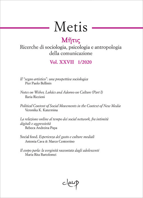 Metis. Ricerche di sociologia, psicologia e antropologia della comunicazione. Vol. 27