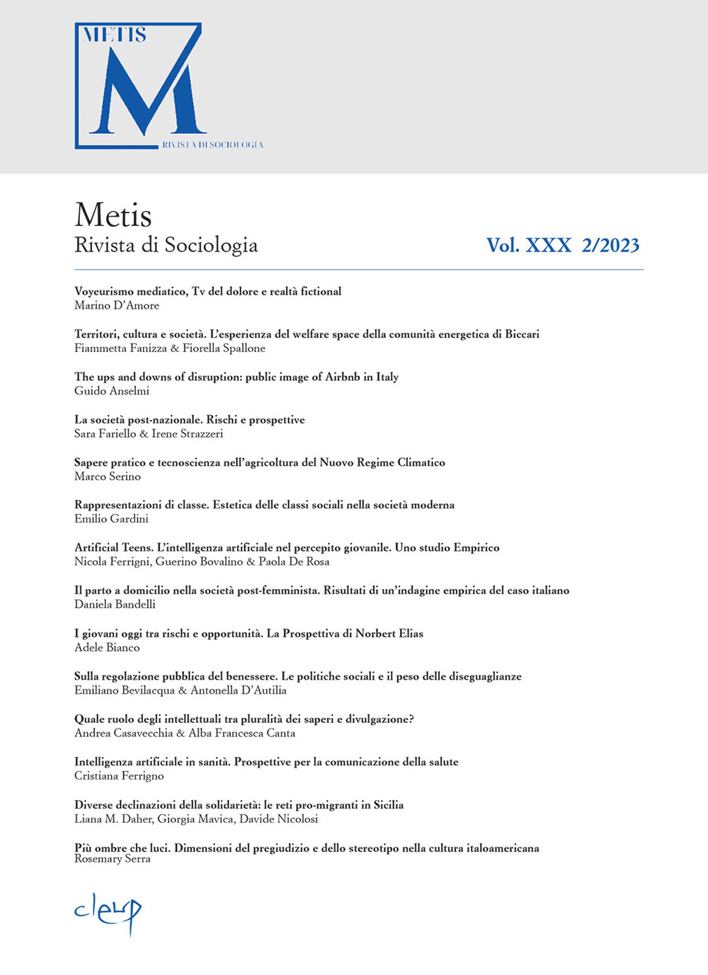 Metis. Rivista di sociologia. Vol. 2