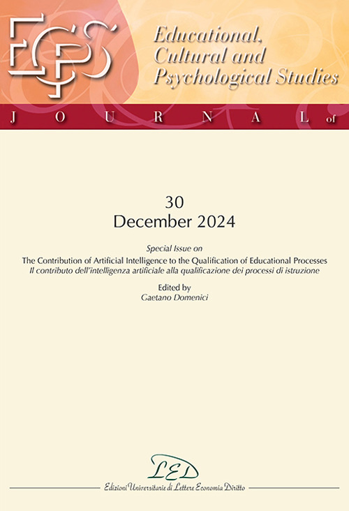 Journal of educational, cultural and psychological studies (ECPS journal). Vol. 30: The contribution of artificial intelligence to the qualification of educational processes-Il contributo dell’intelligenza artificiale alla qualificazione dei processi di istruzione