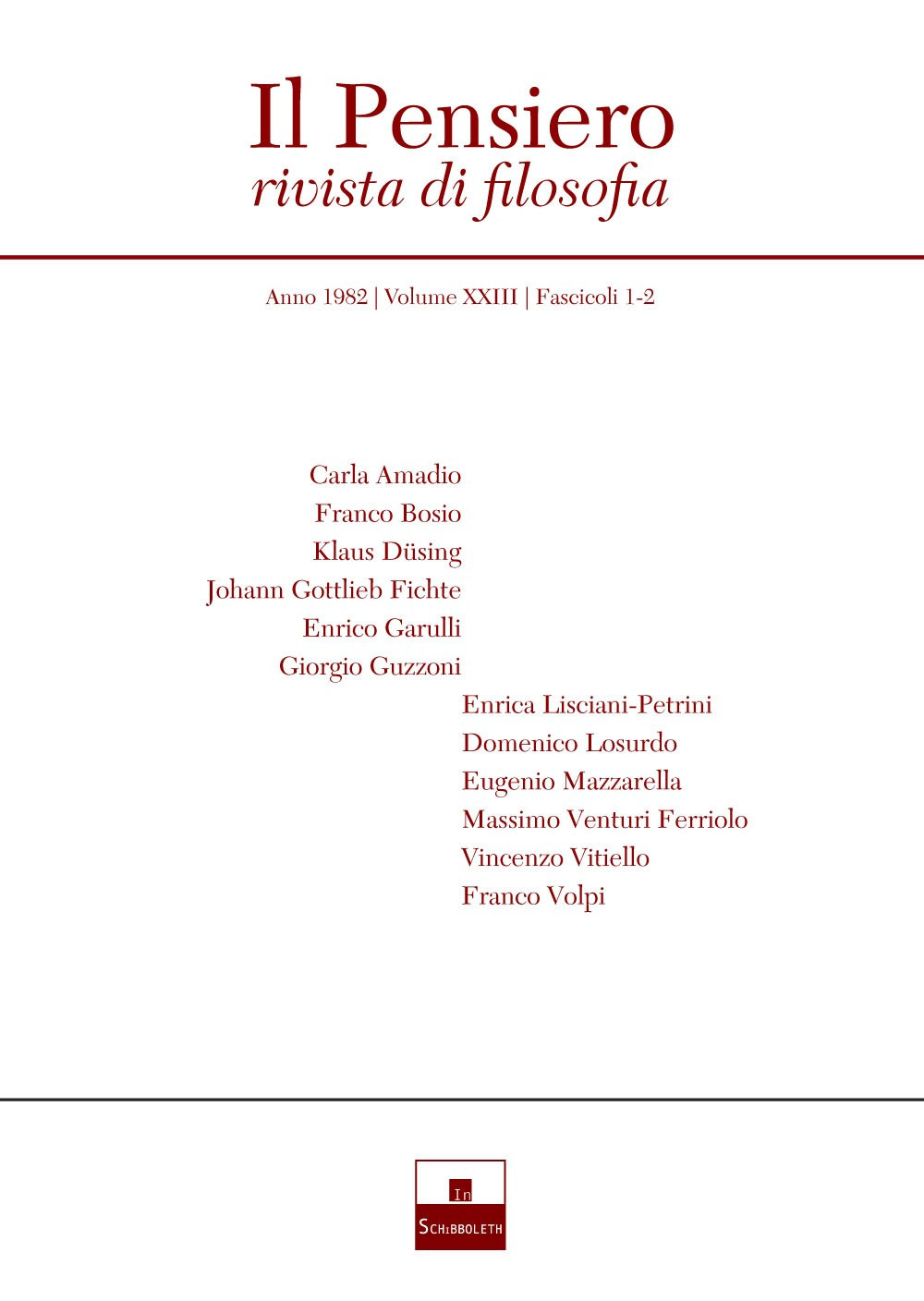 Il pensiero. Rivista di filosofia. Vol. 23/1-2