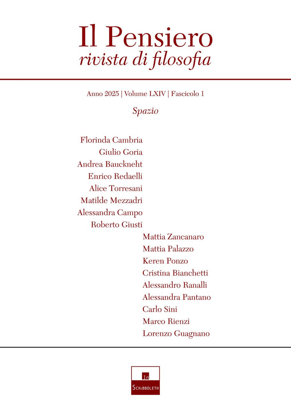 Il pensiero. Rivista di filosofia. Vol. 64: Spazio