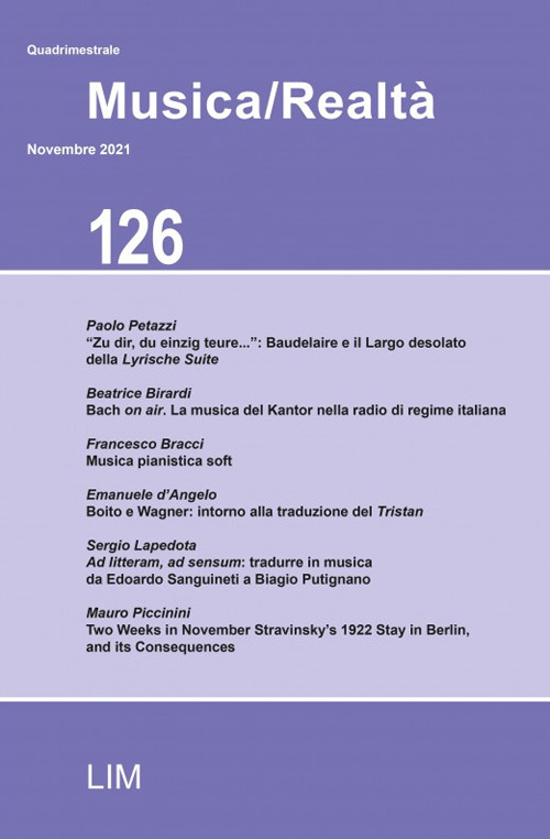 Musica/realtà. Vol. 126
