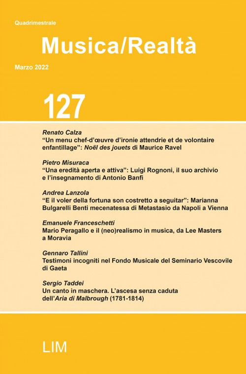 Musica/realtà. Vol. 127