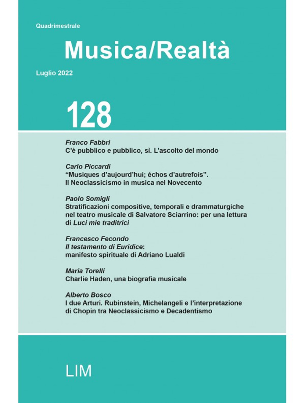 Musica/realtà. Vol. 128