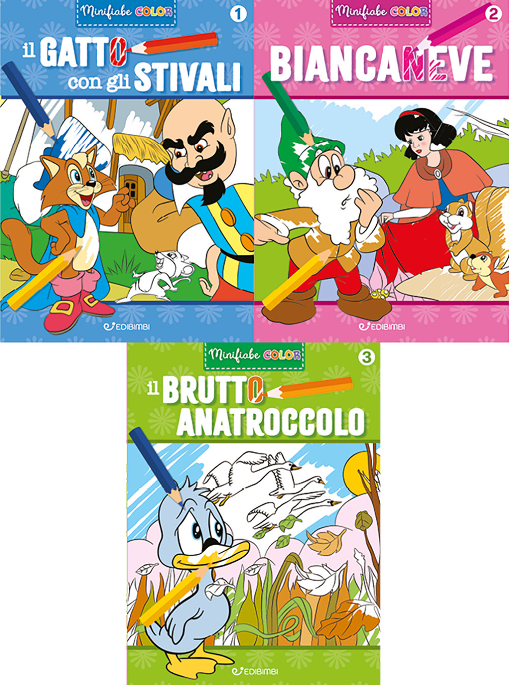 Il gatto con gli stivali-Biancaneve-Il brutto anatroccolo. Minifiabe color