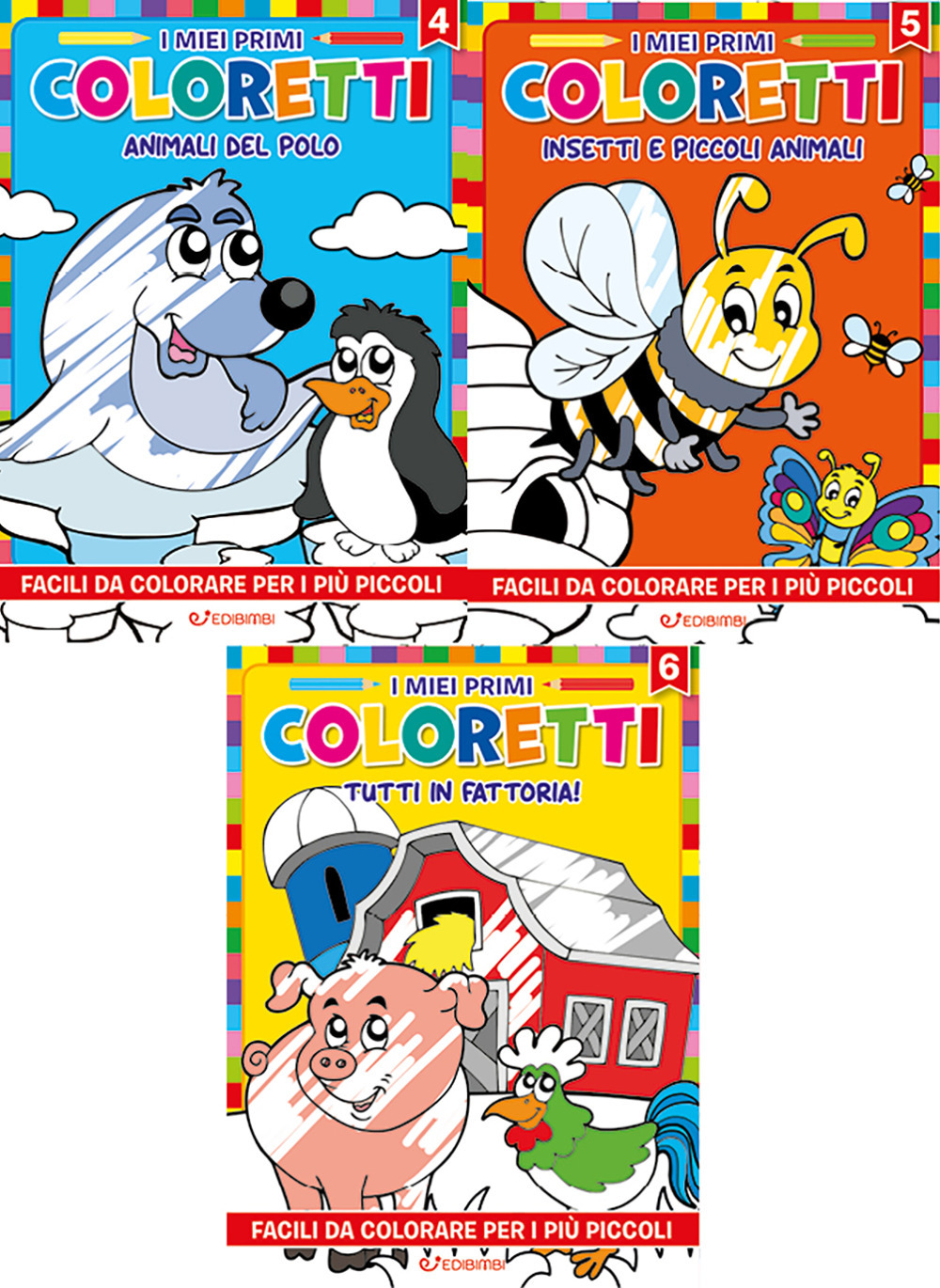 I miei primi coloretti. Vol. 4-6: Animali del polo-Insetti e piccoli animali-Tutti in fattoria