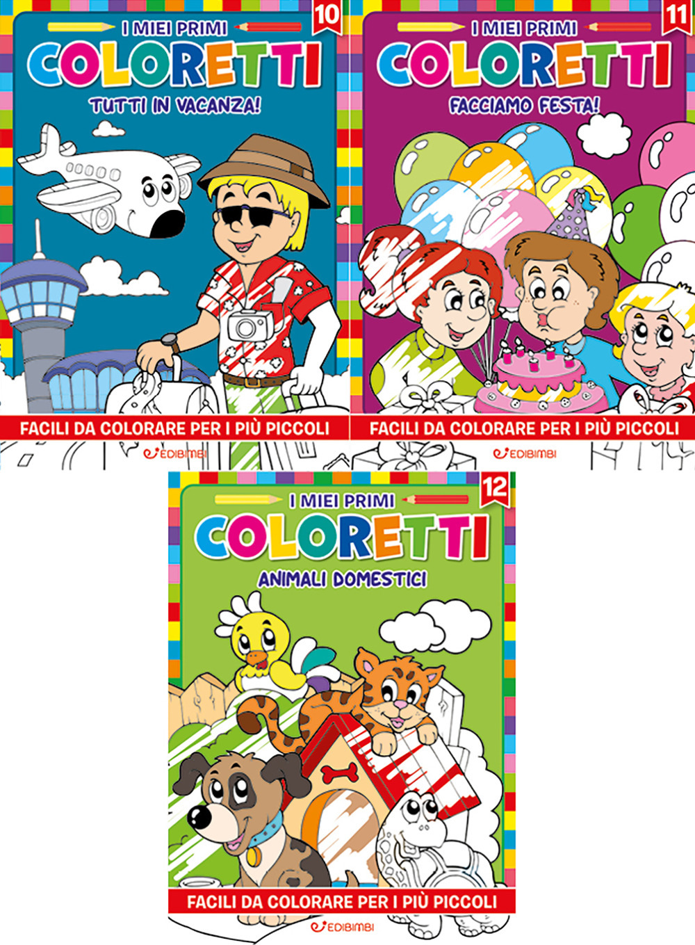 I miei primi coloretti. Vol. 10-12: Tutti in vacanza-Facciamo festa!-Animali domestici