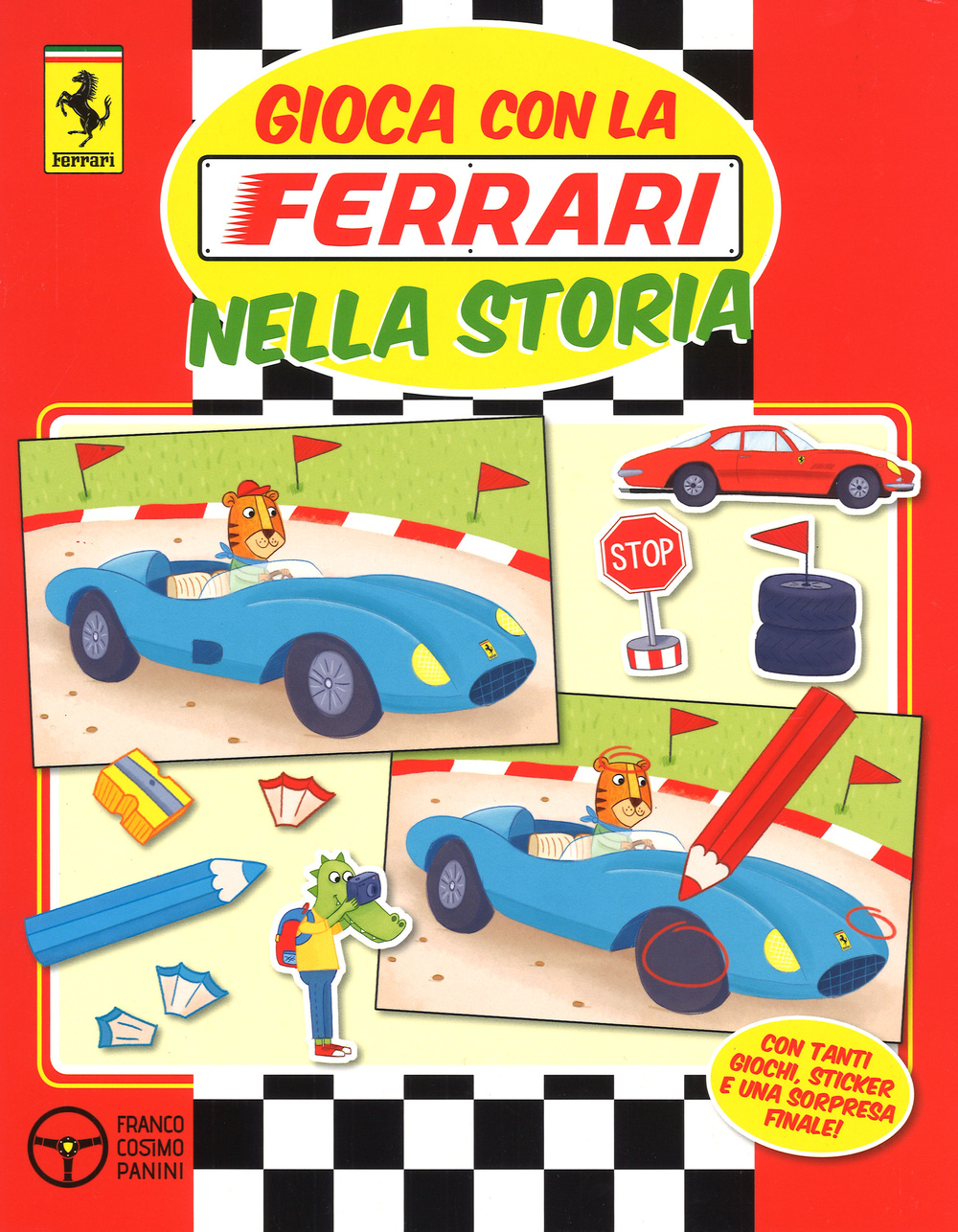 Gioca con la Ferrari nella storia. Con adesivi