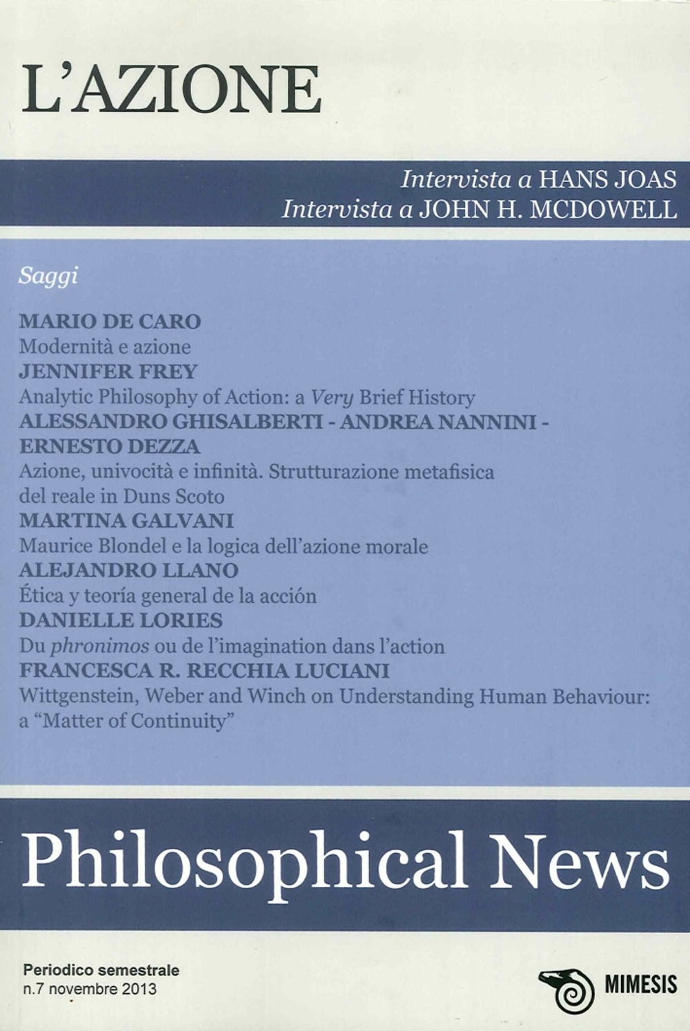 Philosophical news. Vol. 7: L'azione