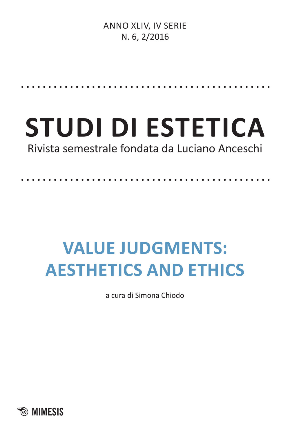 Studi di estetica. Vol. 2: Value judments: aesthetics and ethics