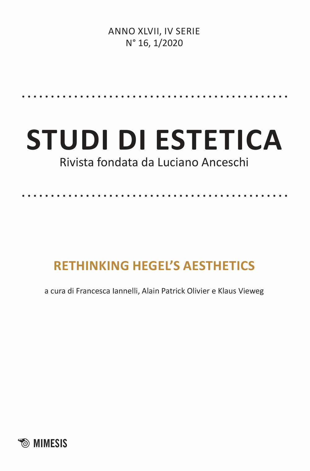 Studi di estetica. Vol. 1: Rethinking Hegel's aesthetics