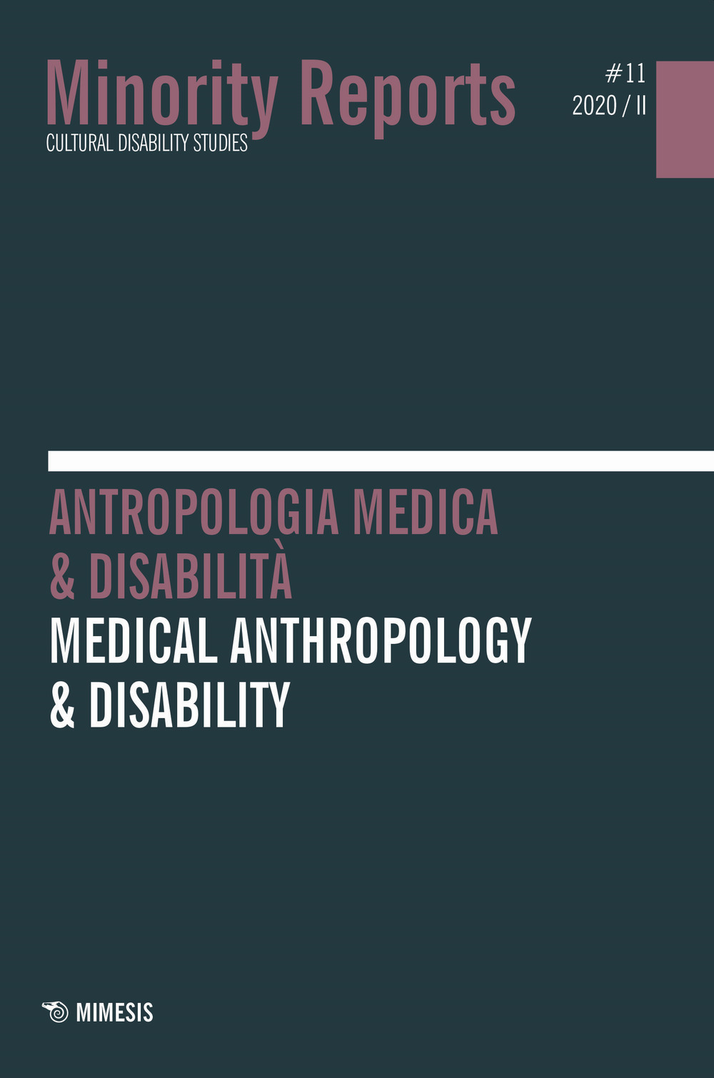 Minority reports. Cultural disability studies. Vol. 11: Antropologia medica & disabilità-Medical anthropology & disability