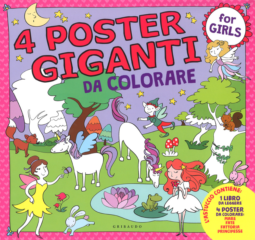 Principesse, fate, mare, fattoria. 4 poster giganti da colorare for girls
