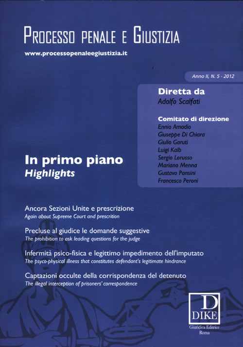 Processo penale e giustizia. Vol. 5