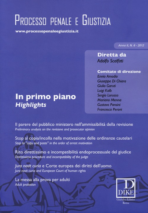 Processo penale e giustizia. Vol. 6