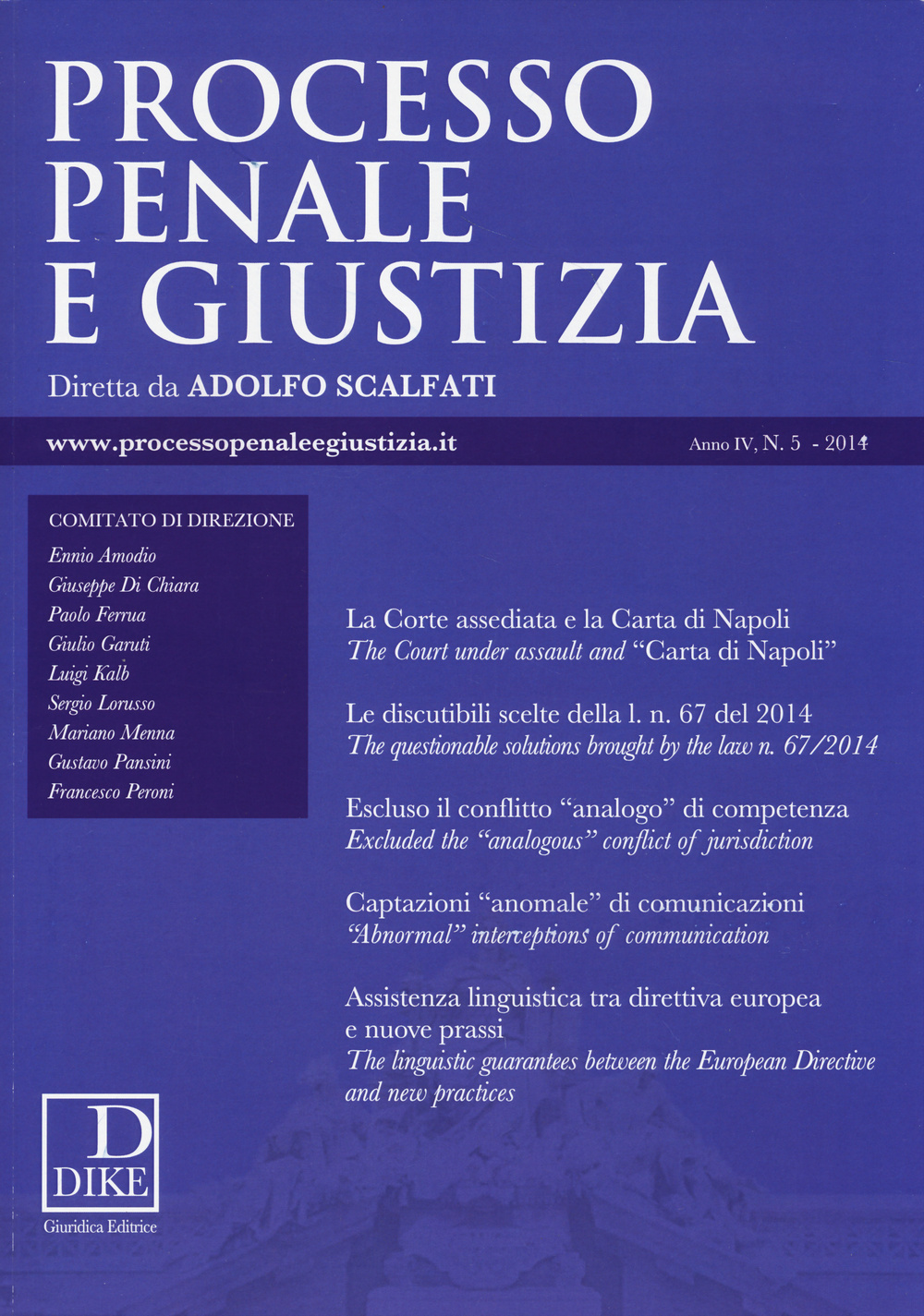 Processo penale e giustizia. Vol. 5