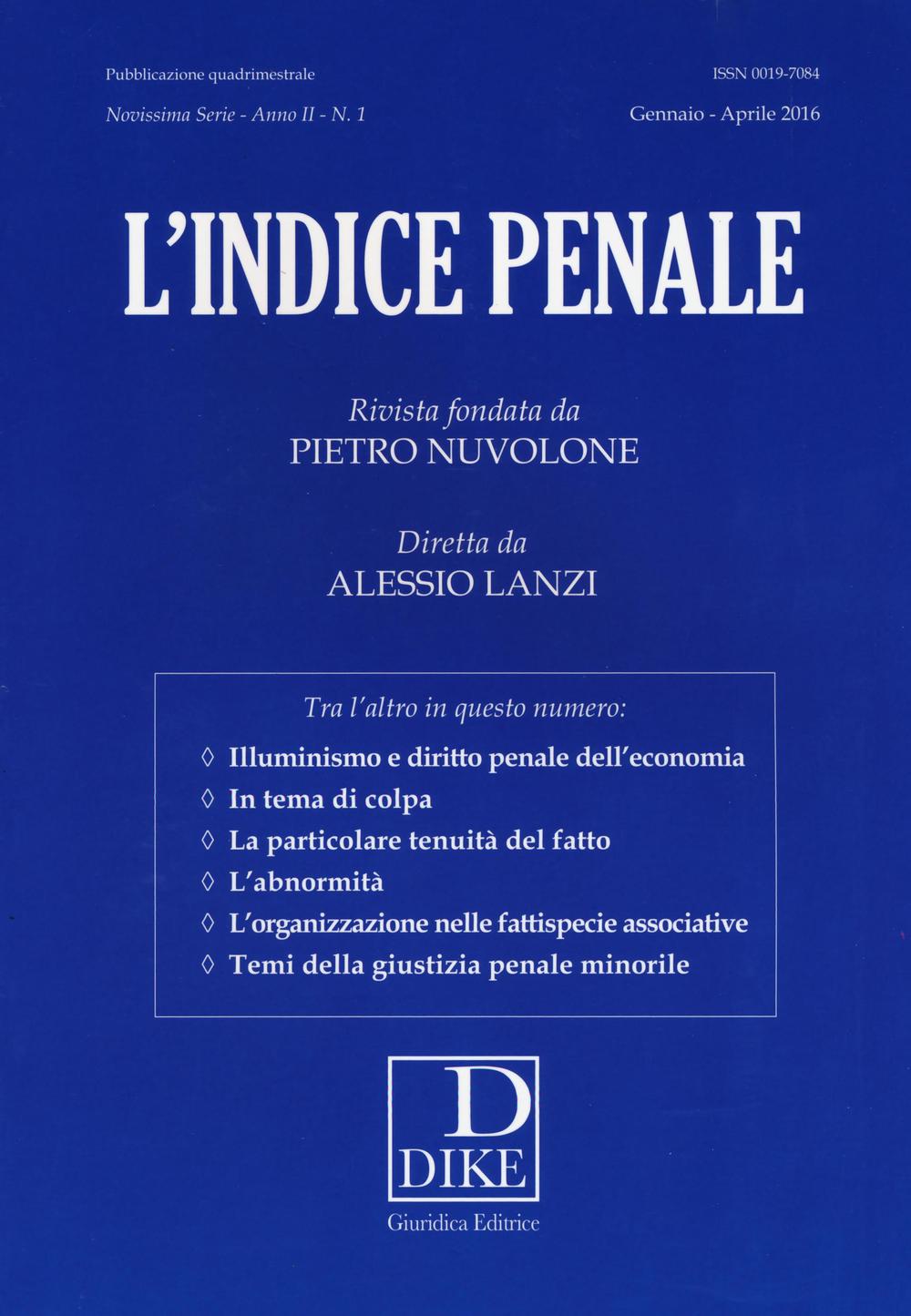 L'indice penale. Vol. 1