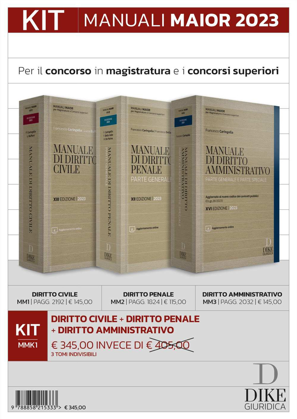 Kit manuali maior 2023: Diritto civile-diritto penale-diritto amministrativo