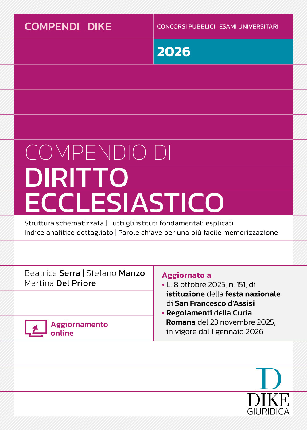Compendio di diritto ecclesiastico 2026