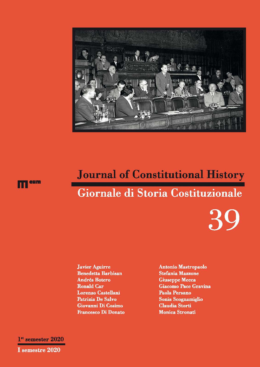 Giornale di storia Costituzionale-Journal of Constitutional history. Vol. 39