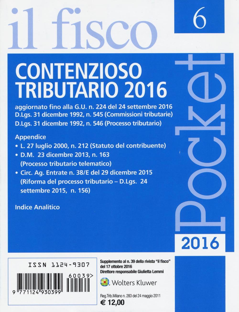 Contenzioso tributario 2016