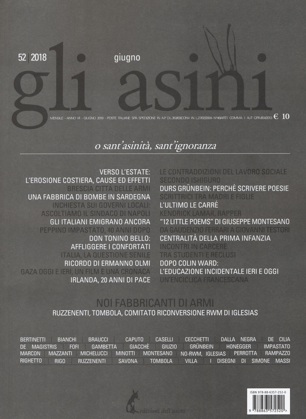 Gli asini. Rivista di educazione e intervento sociale. Vol. 52