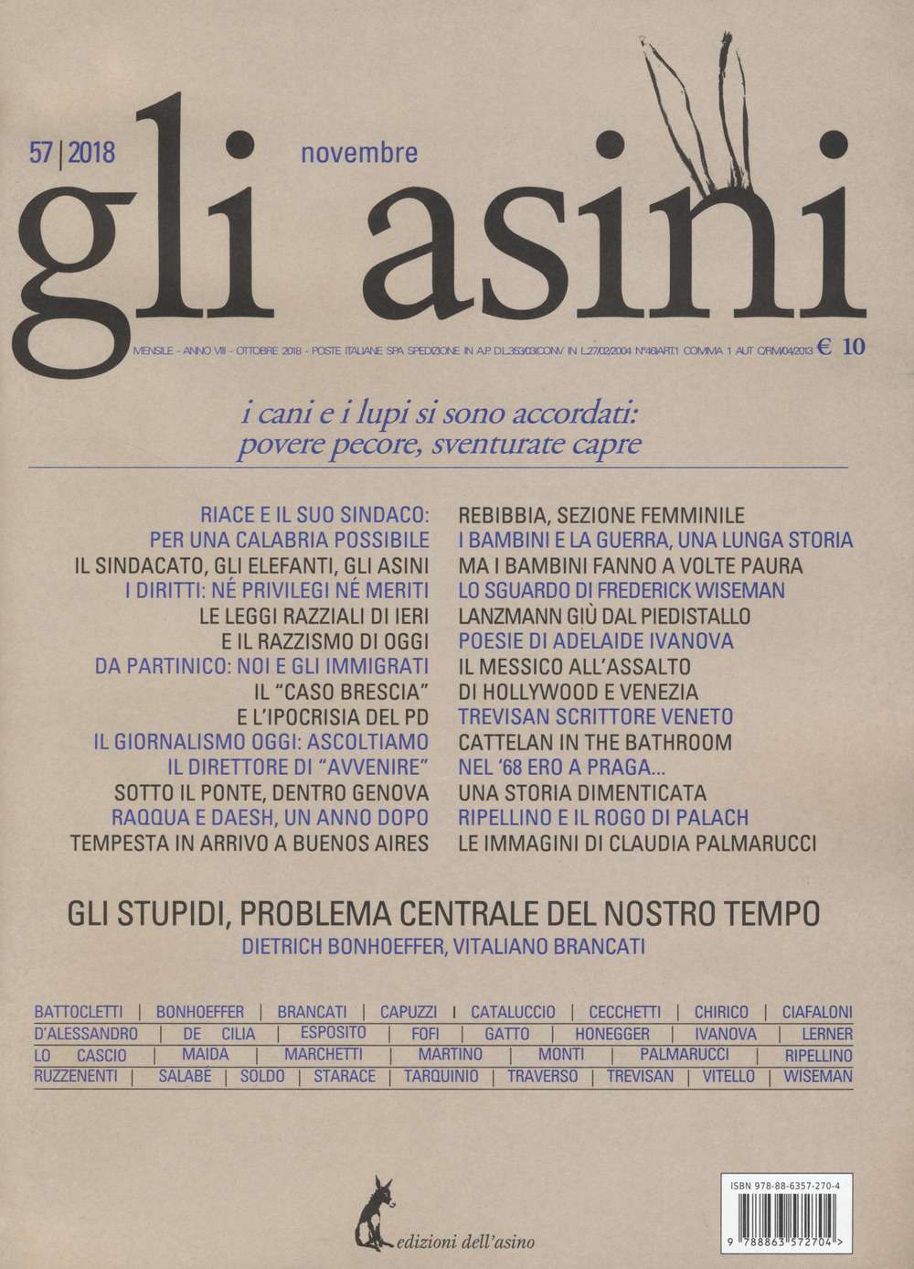 Gli asini. Rivista di educazione e intervento sociale. Vol. 57
