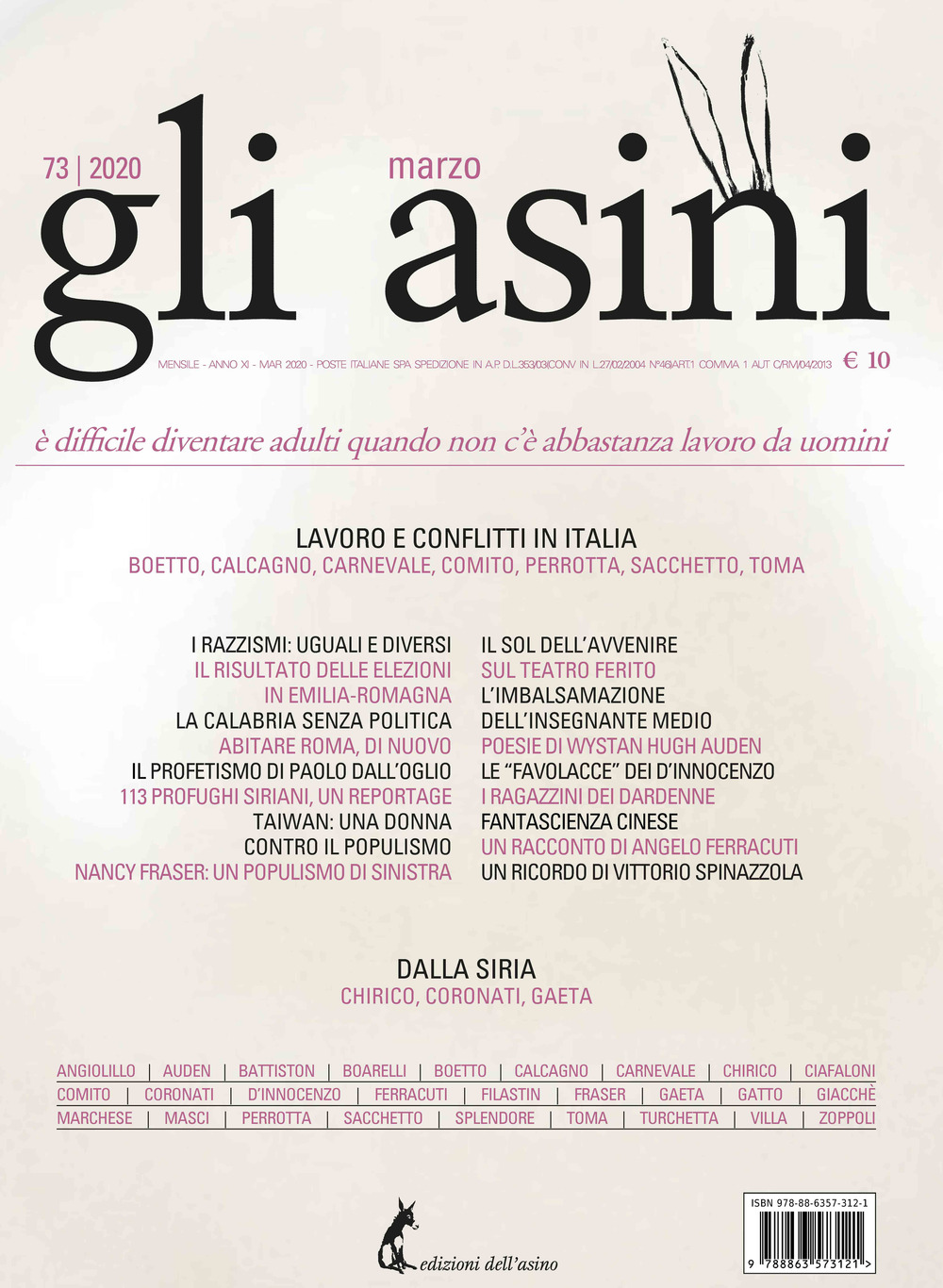 Gli asini. Rivista di educazione e intervento sociale. Vol. 73
