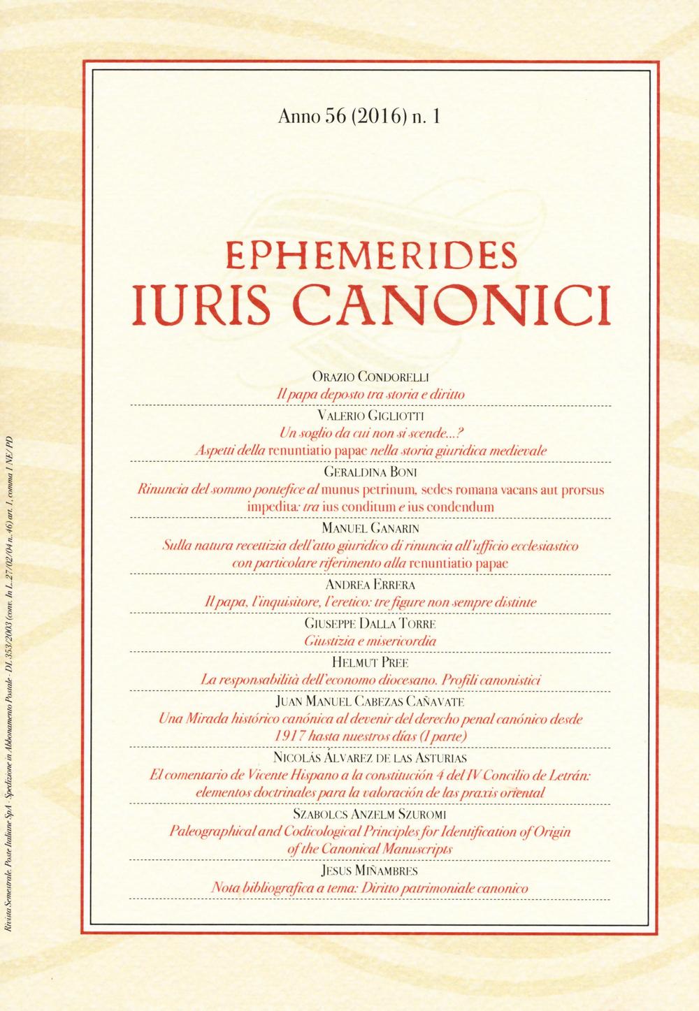 Ephemerides Iuris canonici. Vol. 1