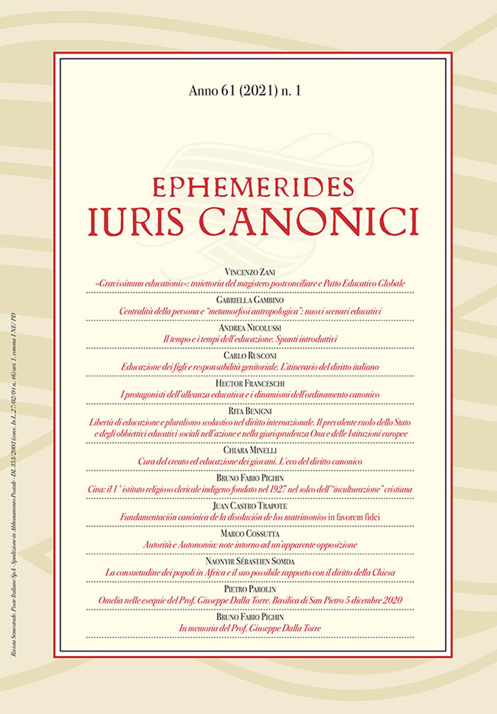 Ephemerides Iuris canonici. Vol. 1