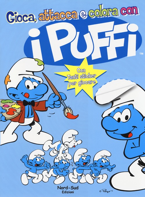 Gioca, attacca e colora con i puffi. I puffi. Con adesivi