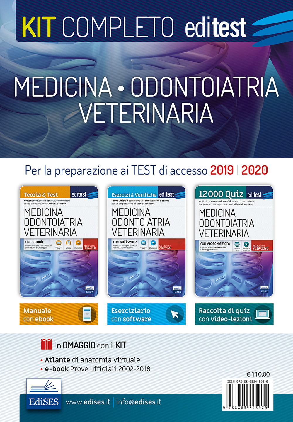 Kit completo medicina, odontoiatria, veterinaria. Teoria, esercizi svolti, prove ufficiali commentate e simulazioni d'esame per i test di accesso