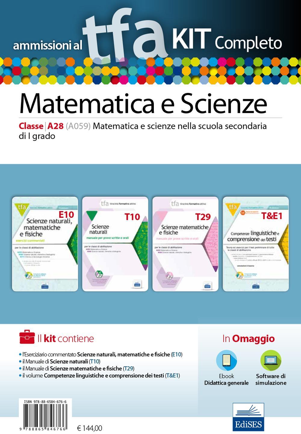 TFA. Matematica e scienze classe A28 (A059) per prove scritte e orali.Kit completo