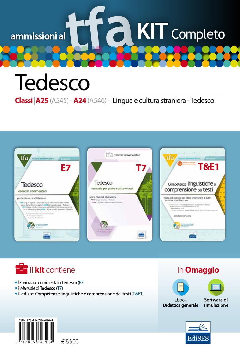 TFA. Tedesco classi A25, A545, A24, A546, per prove scritte e orali. Kit completo