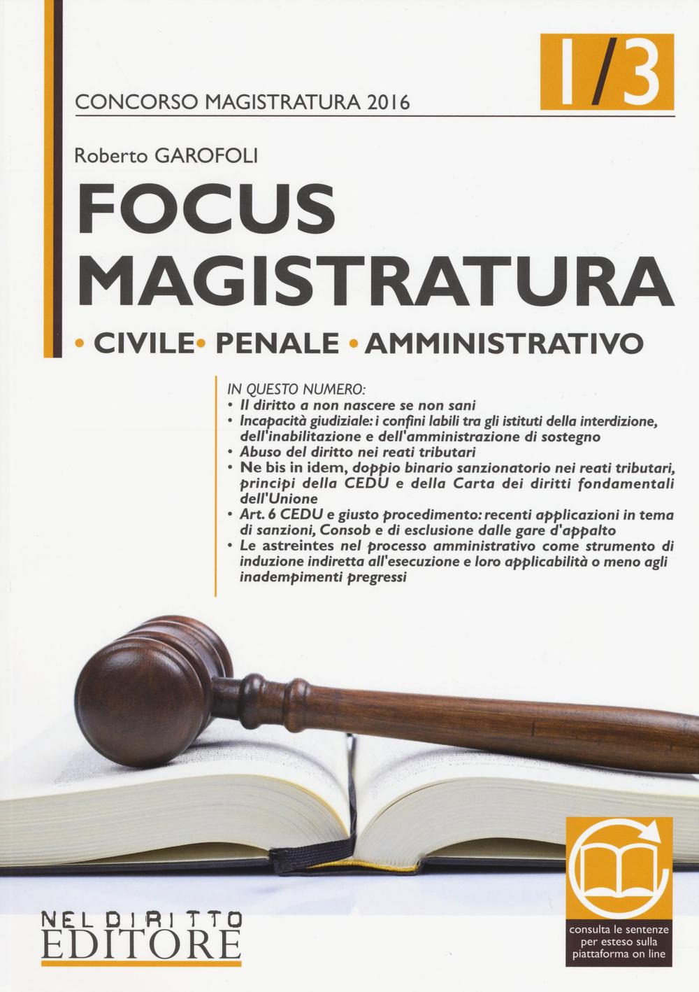 Focus magistratura. Concorso magistratura 2016: Civile, penale, amministrativo. Vol. 1