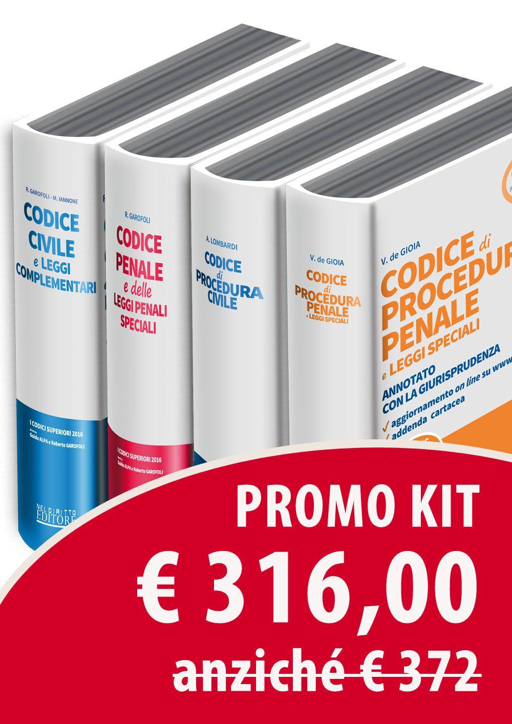 Kit 4 codici: Codice civile-Codice penale-Codice di procedura civile-Codice di procedura penale