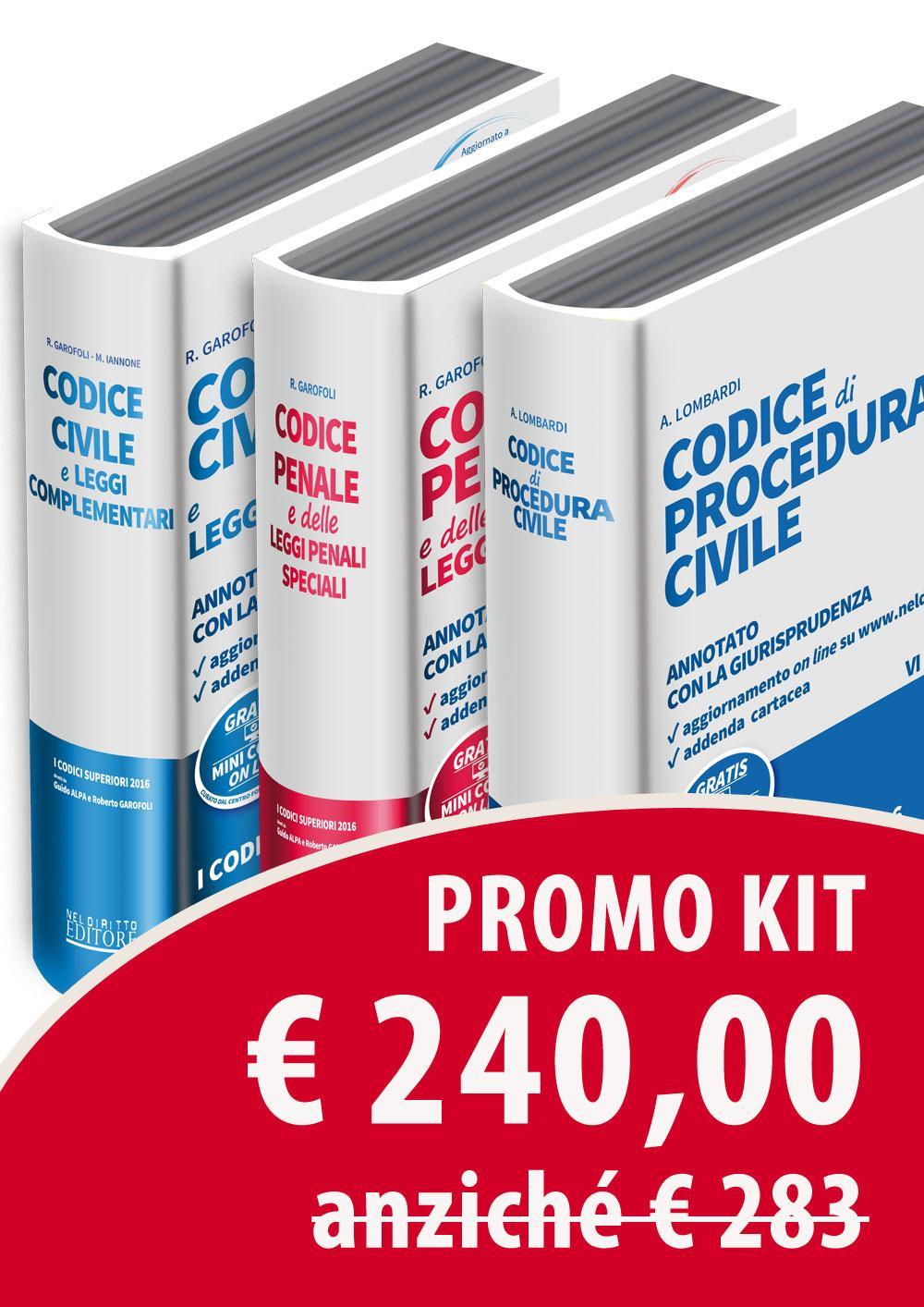 Kit 3 codici annotati: Codice civile-Codice penale-Codice di procedura civile