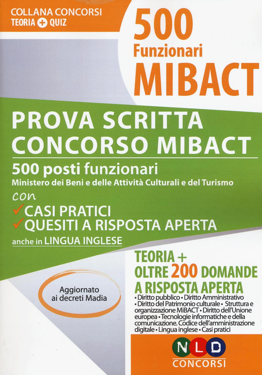 500 funzionari MIBACT. Prova scritta concorso MIBACT