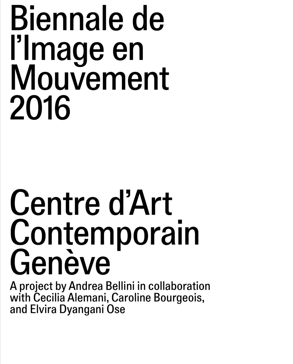 Biennale de l'Image en Mouvement 2016. Centre d'Art Contemporain Genève