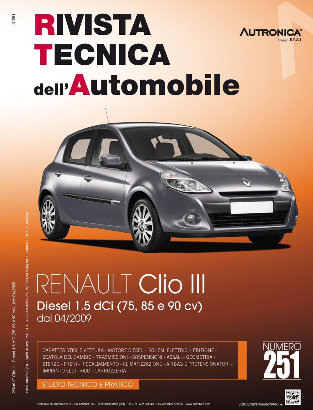 Renault Clio III. Diesel 1.5 DCI (75, 85 e 90 CV) dal 04-2009
