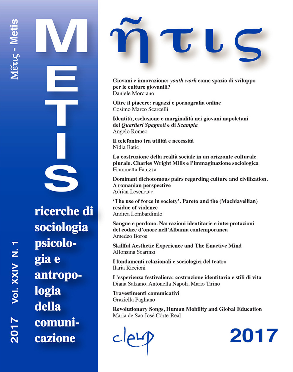 Metis. Ricerche di sociologia, psicologia e antropologia della comunicazione. Vol. 1