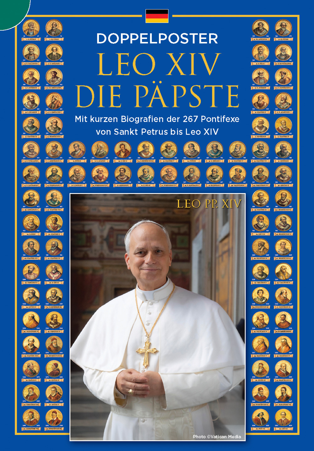 I papi e Leone XIV. Poster doppio con le biografie dei pontefici