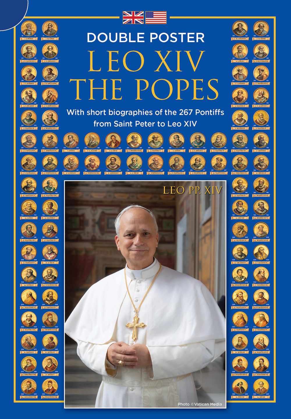 I papi e Leone XIV. Poster doppio con le biografie dei Pontefici