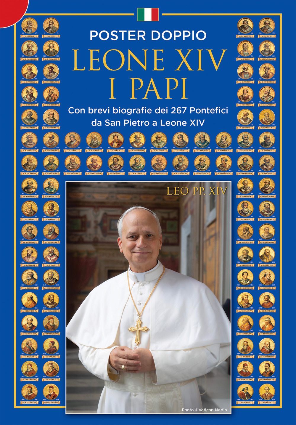 I papi e Leone XIV. Poster doppio con le biografie dei pontefici